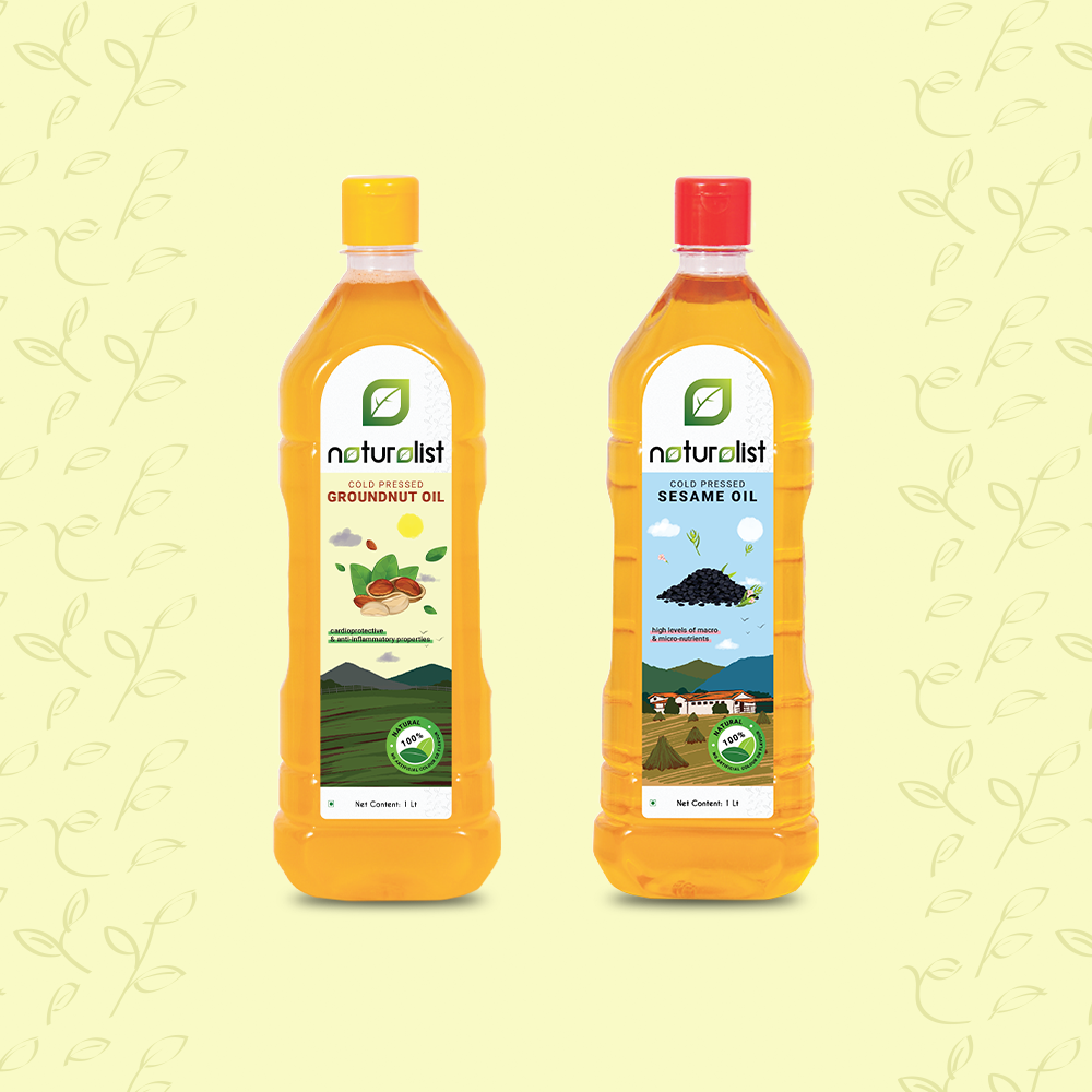 Cold Pressed Oil Combo- Groundnut & Sesame Oil