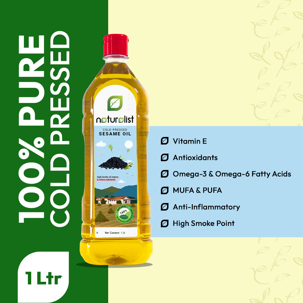 Naturalist Cold Pressed Oil Combo- Groundnut, Sesame & Coconut Oil - Pack of 3 (1 Litre Each)